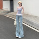 Light Color American Low Wisting Micro-Flare Jeans para mujeres en primavera y verano 2025 Nuevos pantalones de herradura sueltos y largos Pantalones azules Size S Tamaño de 89-98 Jin [Jin equivale a 0.5 kg]