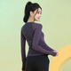 Phigeer Back Pocket Professional Training Fitness Clothing Women's Top Autumn Slimming Pilates Yoga Clothing Long Sleeve Slimming Quick-Drying Purple Long Sleeve M