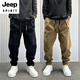 
JEEP SPIRIT pants for men's summer new straight-leg casual pants khaki versatile men's harem pants solid color micro-cone work pants light green thin* style M 110-138Jin[Jin equals 0.5 kg]