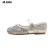 马·拉丁（M.Latin）女大童闪亮蝴蝶结皮鞋12401S409X 银色 33