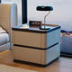 Smart bedside table light luxury high-end solid wood password lock 2025 new simple modern bedroom bedside cabinet khaki solid wood drawer + nappa leather 50 length * 40 width * 50 height cm no installation required