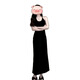 XIANXIU 1391 Vestido de cabestro de cuello estilo recompra para mujeres en verano negro con cintura con almohadilla de pecho de falda larga (con almohadilla de pecho) s
