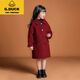 G.DUCKKIDS girls' clothing fashionable red wool jacket winter double-sided cashmere children's Korean version medium-length wool coat red 120 cm