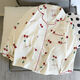 S.SOFEA women's pajamas spring and autumn thin cloud cotton sweet ins style loose home clothing set 826# big cherry 170 M