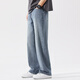 Kooshi Luxus 2025 Neue Jeans für Männer gerade weit lose Beine plus Fett Pluspuxuelle Beine dicke und trendige fett hellblaue Sommer schwarz ZX9929 3xl empfohlen 180-200jin [Jin gleich 0,5 kg]