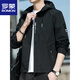 
ROMON spring jacket men's new spring and autumn hooded thin youth loose jacket short solid color jacket K12131 black M [recommended 100-110Jin [Jin equals 0.5 kg]]