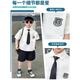 G.DUCKKIDS小黄鸭男童套装夏季学院风儿童西装演出服男孩白衬衫黑裤子两件套 白色衬衫+黑色裤子+领带 130 建议7~8岁【120-130cm】cm