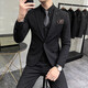 
CEO Yageo groom suit men's three-piece set British casual business suit men's dress slim professional suit 9889# double button medium gray (suit + trousers) L