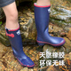 EVERCREATURES British fashion rain boots women's rain boots non-slip waterproof shoes adult children's water boots rubber rain boots women's blue and red contrasting color high cylinder 10RNV 37