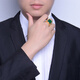Tico fortune pure gold 999 gold ring men's 3D hard gold inlaid chrysoprase living ring birthday gift