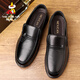 Scarecrow Autumn and Winter Business Casual Shoes Men's First Layer Cowhide Shoes Men's Formal Shoes Lazy Slip-on Peaches Black 42