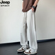 JEEP SPIRIT吉普冰丝休闲裤子男款夏季2025年网眼透气凉运动裤宽松直筒男裤 K6636卡其 M 约90-110斤可穿