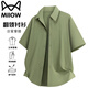 Gato hombre camisa de manga corta chaqueta de verano para hombres solapa de seda de hielo transpirable fría fresca de secado rápido top negro 2xl