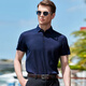 EGW International Luxury Brand Short-sleeved T-shirt Men's Summer Mulberry Silk Lapel Jacquard Solid Color Breathable Fashion Base Shirt Light Blue L /50 (175/92A)