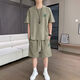 Belle Shangxi 2025 Summer Minage à manches courtes Shorts décontractés Suisse décontractée pour hommes T-shirt de soie de glace pour hommes Pantalon à cinq points Set 829 Black Suit M Recommandé 90-110jin [Jin est égal à 0,5 kg]