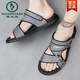 Spechts Sandalen Herren 2025 Neue Sommer im Freien Dual-Use Non-Rutsch-Strandschuhe Leder Leder-Sandalen Pantoffeln Männer schwarz 39