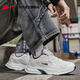 Huili official men's shoes summer breathable mesh dad shoes men's new soft elastic running shoes sports shoes men casual shoes men white and blue 42