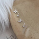 Liangshihuan S999 sterling silver butterfly earrings for pierced ears, silver jewelry for women, small ear bone nails, double ear piercings, one pair of silver earrings