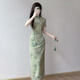 Cheongsam para mujeres con examen europeo M-verde 2025 Summer estilo joven temperamento de alta gama Daily Cheongsam Falda 9713 Verde XL