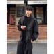 ZHUYIFAN Jacket Men's Three-Proof Flying Autumn and Winter Plus Velvet Thickened Complete Set of Stand-up Collar Baseball Jacket Short Workwear Jacket Trendy Black Jacket XL 130-150Jin Jin is equal to 0.5 kg