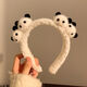 Add cute plush panda face wash headband, funny and creative antler doll face wash headband, bear makeup tray, hair accessories, 4 white little panda headbands, 1 pc