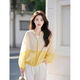 Woodpecker (TUCANO) 2025 summer new design contrast color splicing sunscreen short jacket for women loose and loose versatile long-sleeved top main picture color S recommended 80-100 Jin [Jin equals 0.5 kg]
