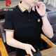 Pier Cardin high-end pure cotton short-sleeved T-shirt for men 2025 summer new striped short-sleeved Polo shirt casual versatile lapel t-shirt 6626 gray L suggest 105-120Jin [Jin equals 0.5 kg]