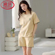 Langsha Light Luxury Pyjamas für Frauen in Sommer-Baumwollshorts-Shorts Einfacher ungezwungener Baumwollstil für Outdoor-Kleidung Z9855 M 80-100JIN [Jin gleich 0,5 kg]