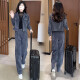 酷章（KUZHANG）时尚运动服套装女2024冬季新款网红小个子短外套阔腿裤两件套 6198#黑色春秋款 M 建议100斤内