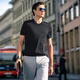 Mr. Bu Bu Bu bu v-Ausschnitt mit kurzer Farbe Kurzarm 2025 Frühlings- und Sommer Neue hautfreundliche coole T-Shirt Herren AF12119 Denim Blue 2xl __185