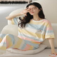 Huarui pajamas for women in summer pure cotton short-sleeved trousers in summer sweet and thin women's home clothes YZT9712 M-code [recommended 80-100Jin [Jin equals 0.5 kg] wear] average size