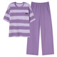 
Cat man 100% pure cotton pajamas for women in summer short-sleeved trousers casual loose women's home clothes large size can be worn out for outfits 671 purple L [recommended 100-120 Jin [Jin equals 0.5 kg]]