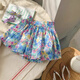 
Yuou 2025 summer new Korean children's floral shorts baby fashionable flower bud skirt and pants fashionable and versatile wide-leg women XHZ light purple floral 1105# 90 cm