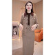 Fhhuabd Traje de moda estilo fragancia pequeño para mujeres Autumn and Winter New Temperament Estilo de celebridades Celumming Cobercado de dos piezas Set 16755-khaki Traje 8xl M recomendado 80-95Jin [Jin equivale a 0.5 kg]