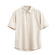 ZoSqueeg men's linen short-sleeved shirt summer linen youth summer loose casual cotton linen shirt men's clothing white M86 2XL