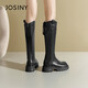 Zhuoshini thick-soled boots for women in autumn and winter plus velvet tall knight boots for small people, no more than knee boots, black 36