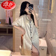 
Langsha internet celebrity nightgown for women in summer thin ice silk short-sleeved shirt for women in summer cool silk cloth silk home clothes CWS-9901# M[75-100Jin[Jin equals 0.5 kg]] All size
