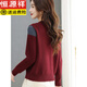 
Hengyuanxiang high-end cardigan for women in autumn and winter new casual loose round neck wool sweater for women color block knitted base shirt for women dark gray 3XL