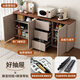 Yuanting solid wood sideboard integrated wall cabinet living room kitchen storage storage cabinet multi-functional tea cabinet tea side cabinet warm white + log color countertop 120cm solid wood + arc corners (two doors and three drawers)