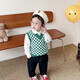 Checkerboard Vest Children's Wool Vest 2025 Winter New Style Girls' Style Vest Plus Velvet Sweater Top Black BF073 Plaid Vest 110