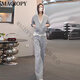 Magiopy International Luxury High-End-Marke Mode altersreduzierende Freizeitanzug für Frauen Frühling Spitze Spitze gefälschte zweiteilige Jacke Graues zweiteiliger Set XL (121-130jin [Jin ist gleich 0,5 kg]))