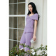 OBBLIGATO Summer Special Sweetheart Neck Diamond Button One-piece Cap Sleeve Design Top Taro Purple Women's Pants S