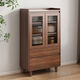 Pupan Gabinete lateral de madera sólida Gabinete de almacenamiento de color nogal Combinación de la sala de estar del gabinete de almacenamiento simple integrado Té de almacenamiento simple Madera 14065 Longitud total 205 Instalación del paquete