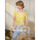 Banana CICI 2025 Summer Nuevo versátil Pure Slim Hem Slit Sweater de manga corta C252MY679 Amarillo S