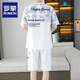 Romon 2025 summer new gradient color short sleeve men's suit youth versatile shorts men casual sports suit men 6187 blue L