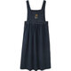 Retro age-reducing denim strap skirt for women spring and summer large size fat mm Korean style student cute embroidered suspender dress blue and gray [MY-8858] S