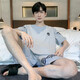 
Sangqin pajamas men's summer thin short-sleeved shorts can be worn on the outside for casual men's plus-size cool home clothing set 9922# L [Suggested 100-120Jin [Jin equals 0.5 kg]]