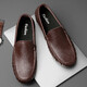 Pang Donglai DL [Recommended by the Central Mother] Doudou shoes men's summer leather cutout 9901 (breathable style) brown 20 38 [Standard leather shoe size]