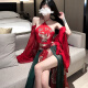 谜姬（Mizz zee）性感古风汉服睡衣服调情免脱制服诱惑装激情床上套装qqny 红色汉服套装+9756镂空网衣套装 均码 (建议80-130斤) 夫妻房事情趣助爱床上