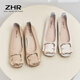 ZHR single shoes women's soft flat bottom light mouth bean women's shoes fairy style light lazy shoes one-step AH95F beige 38